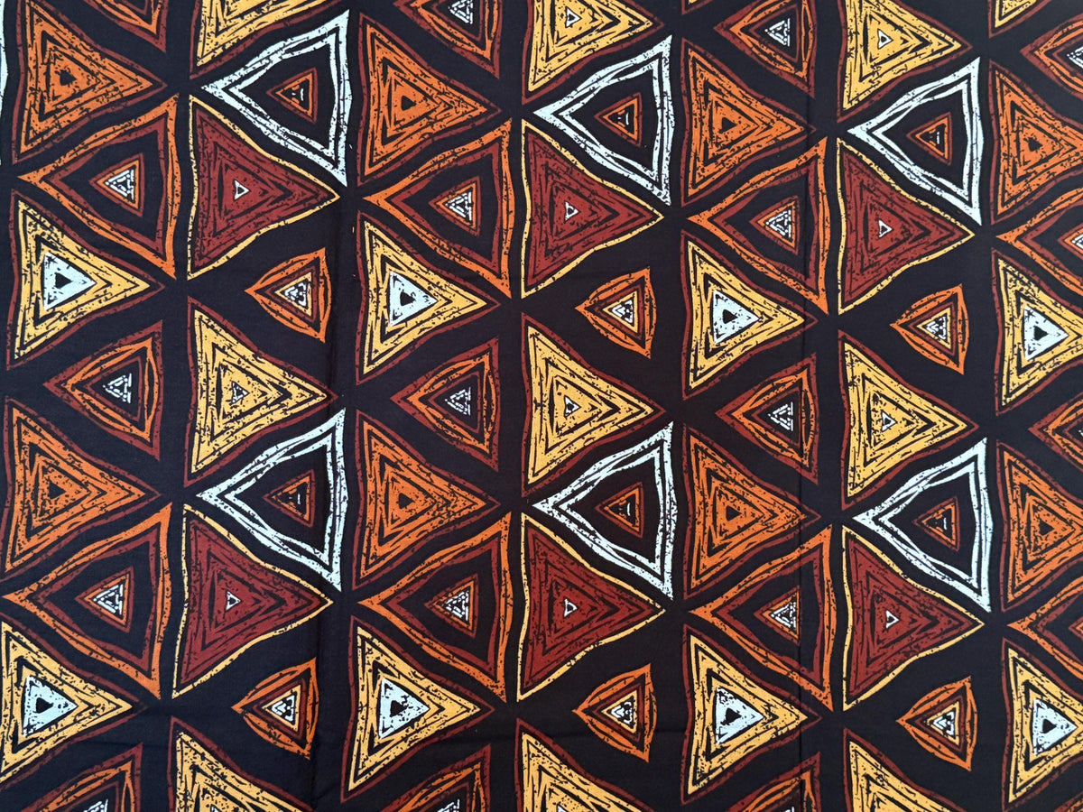 African Print Fabric, Concentric Triangle Ankara Cotton, Tribal Sewing Material Per Yard