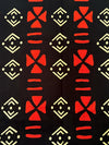 Black Red African Cotton Fabric, Geometric Ankara Wax Print Textile by Yard