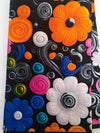 African Wax Print Fabric | Black Floral Ankara Cotton for Sewing Yard