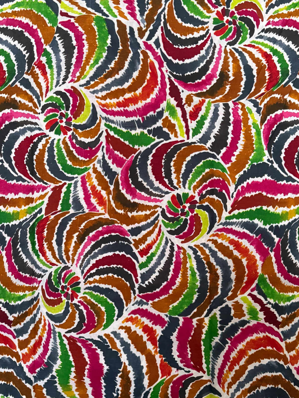Multicolor Swirl Print Cotton Fabric by Yard, Boho Pinwheel Sewing Material