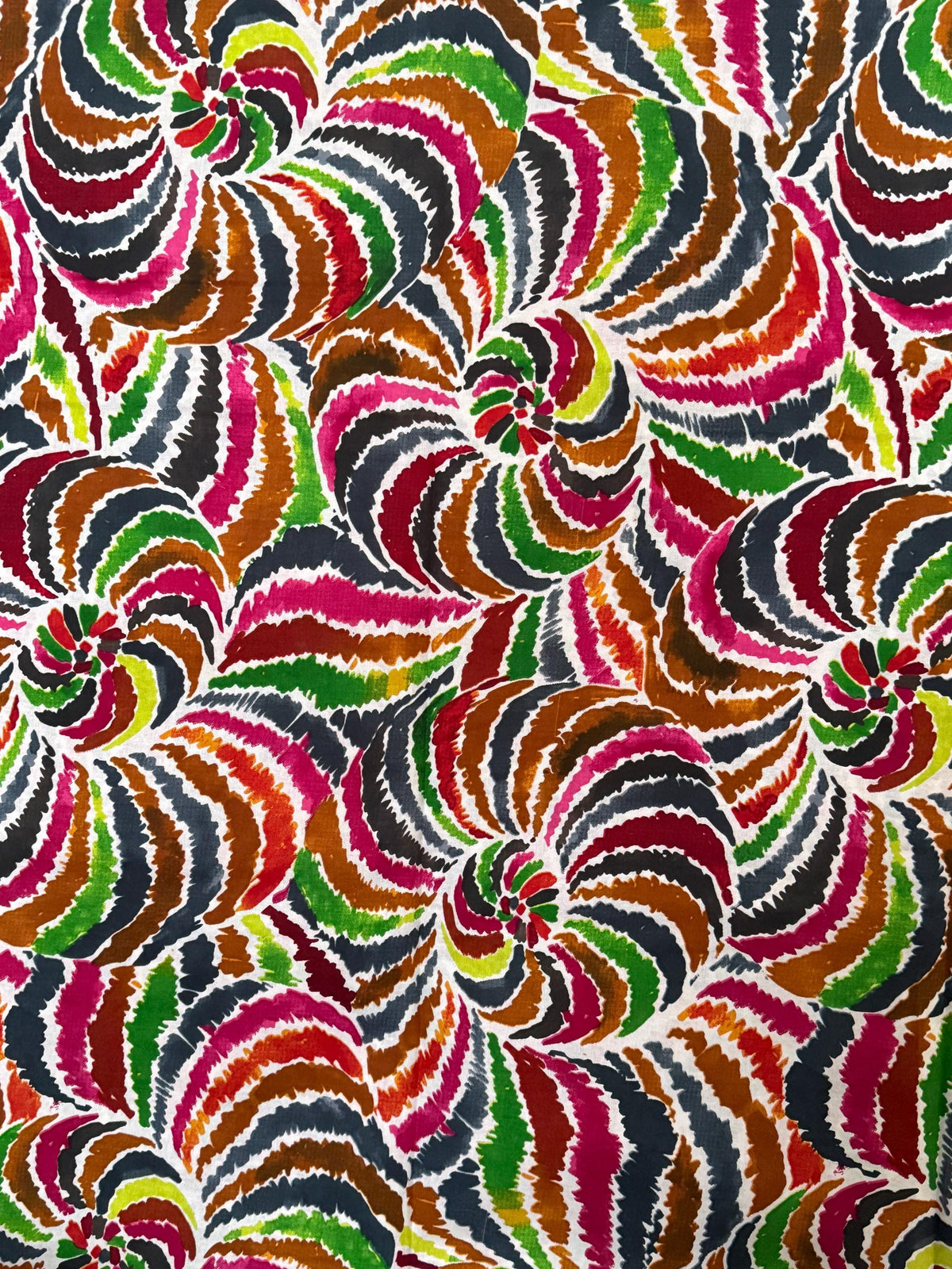 Multicolor Swirl Print Cotton Fabric by Yard, Boho Pinwheel Sewing Material