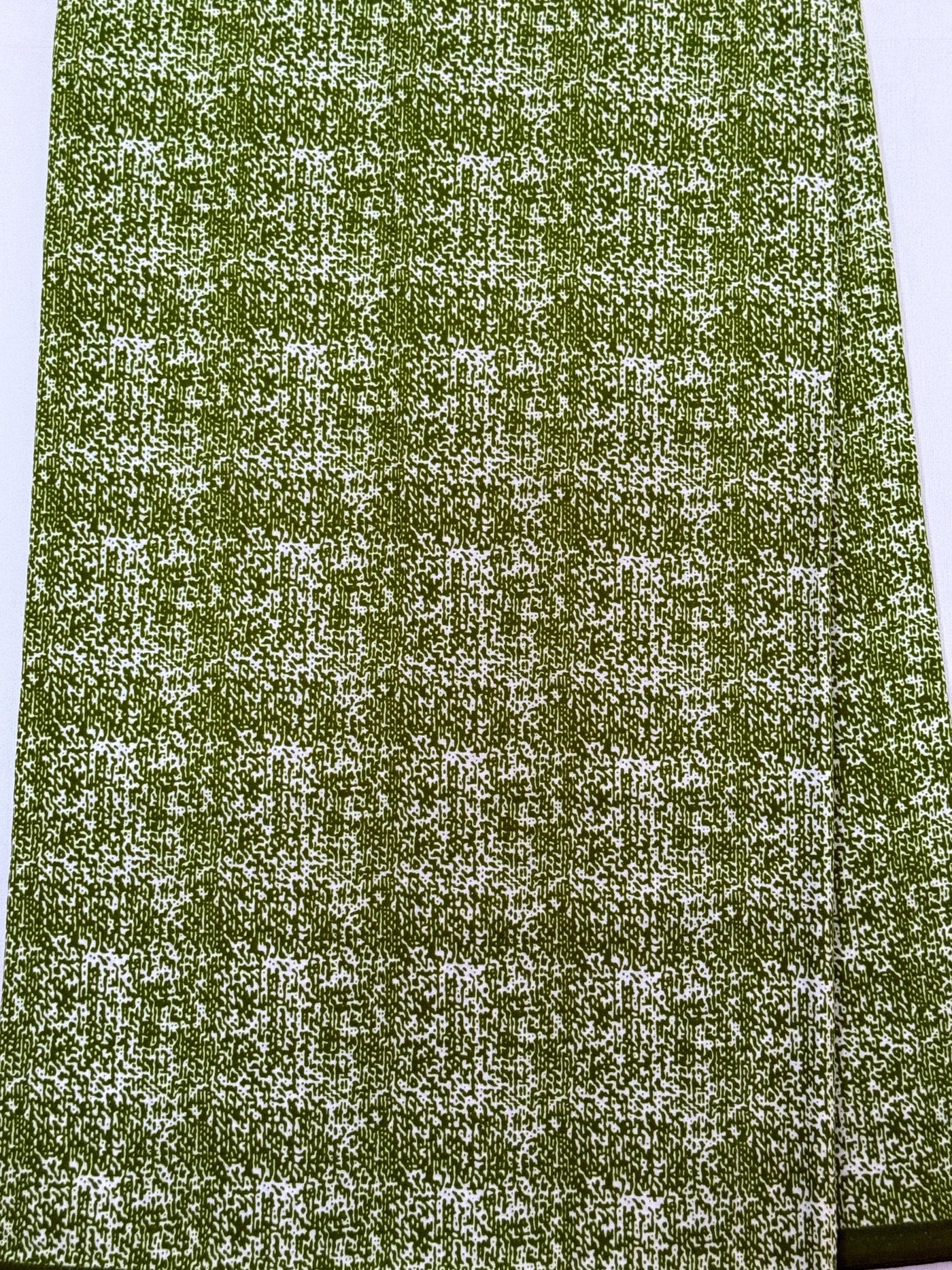 Olive Green White Geometric Ankara Cotton Fabric Per Yard, Textured African Print Sewing Material