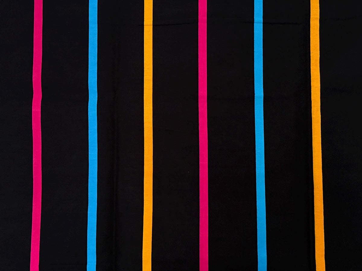 100% Cotton Ankara African Wax Print Fabric, Bold Vertical Stripes (Per Yard)