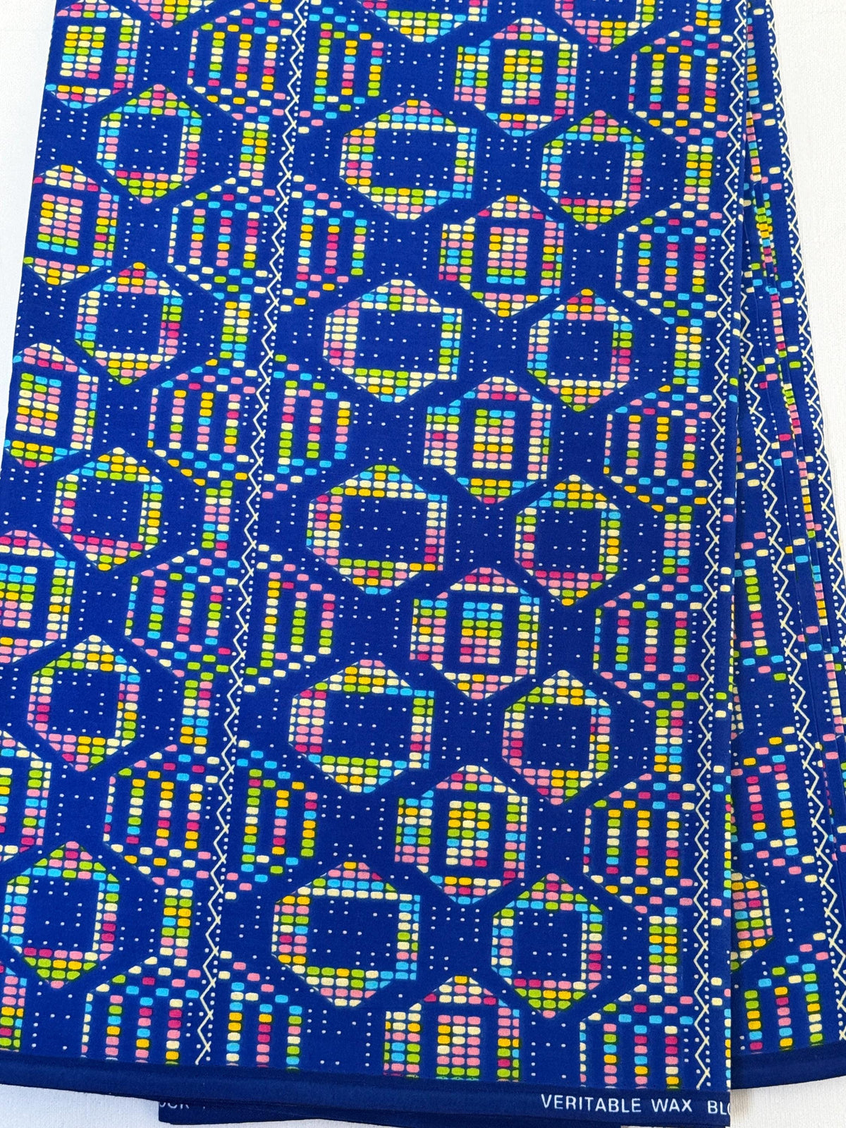 African Print Fabric Yard, Royal Blue Geometric Dot Cotton Ankara, Sewing Apparel (By Yard)