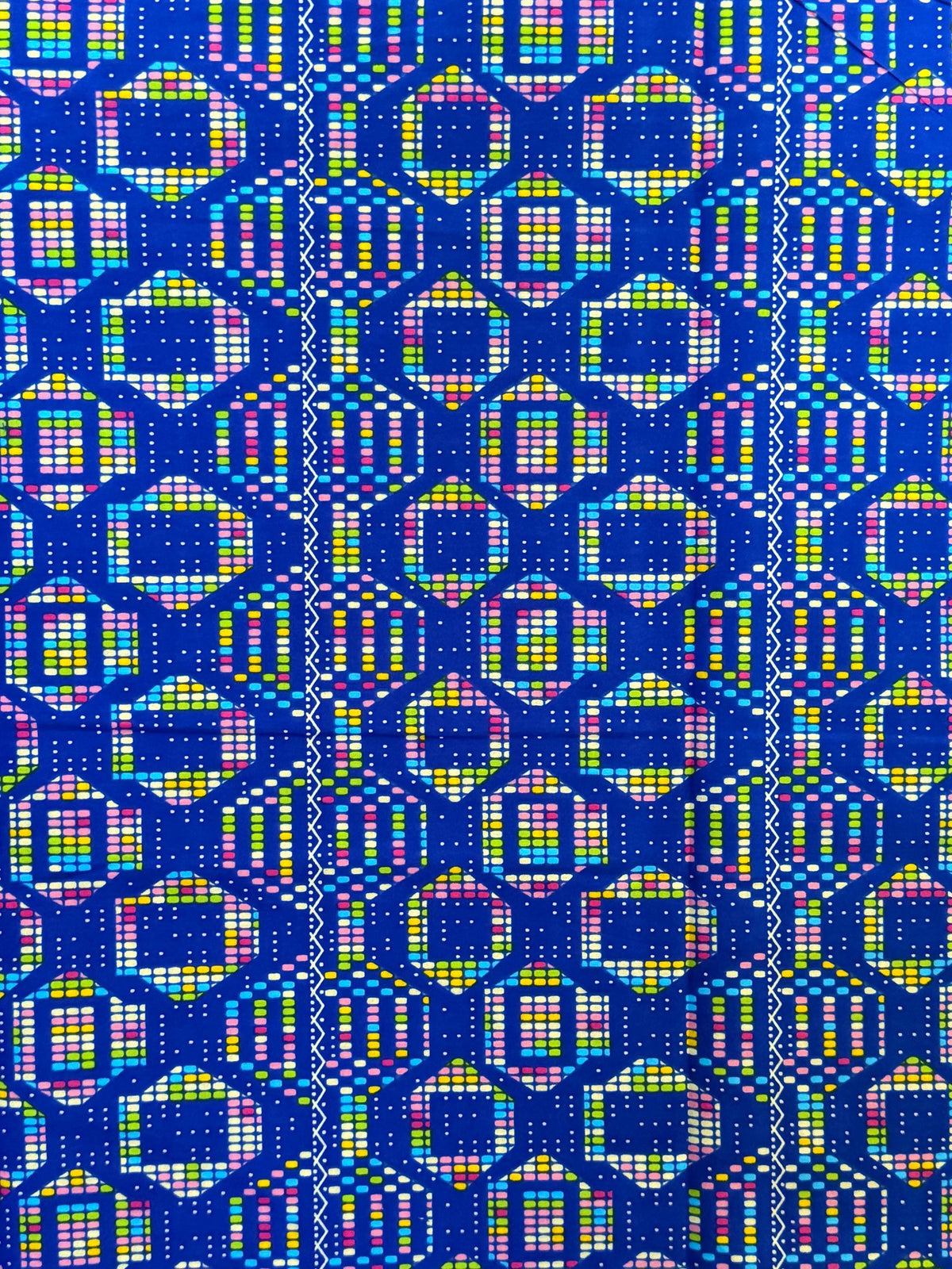 African Print Fabric Yard, Royal Blue Geometric Dot Cotton Ankara, Sewing Apparel (By Yard)