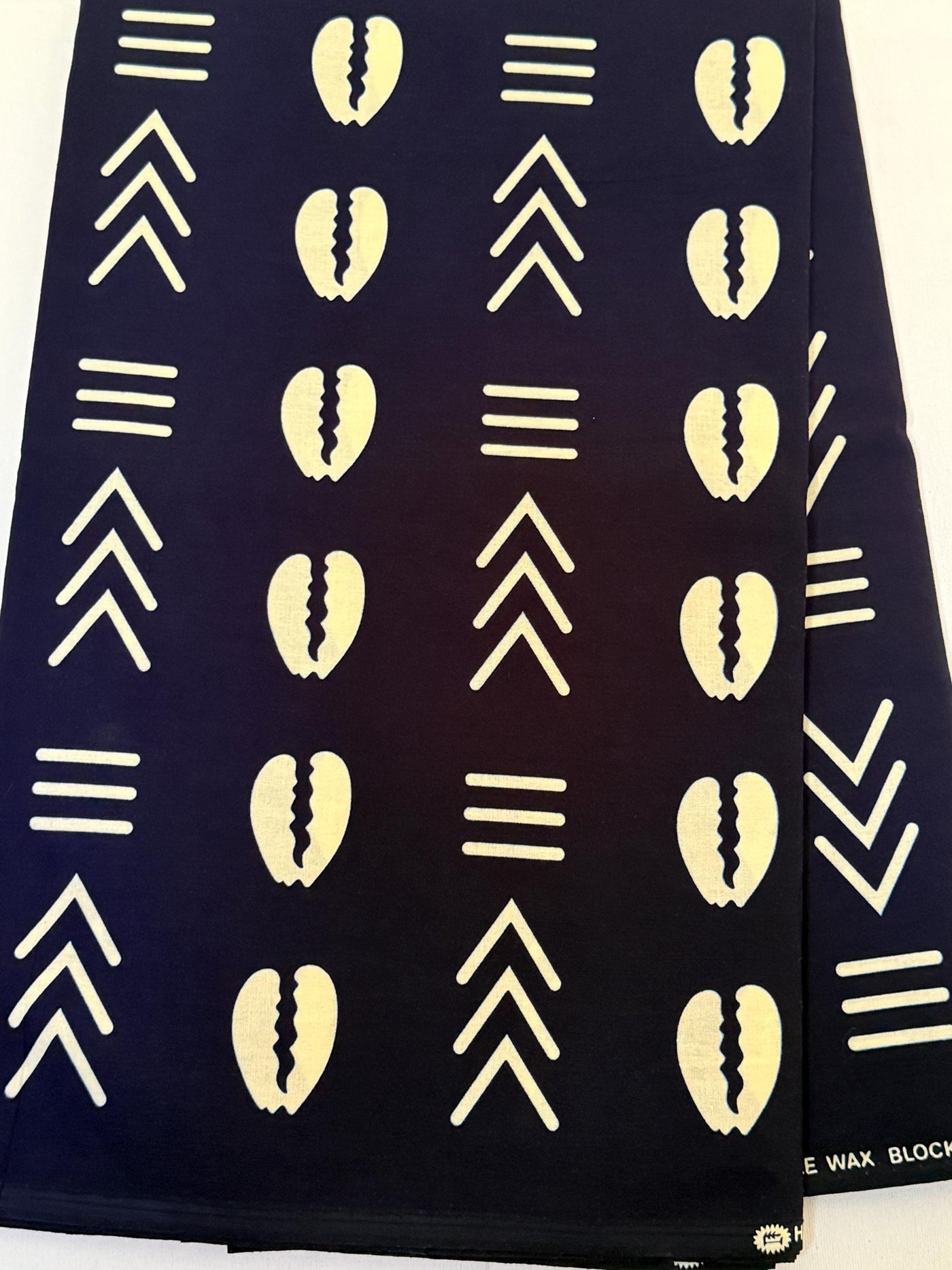 Black White Cowrie Shell Chevron Ankara Cotton Fabric Per Yard, African Print Sewing