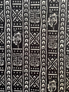 African Mud Cloth Inspired Fabric, Black Cream Tribal Geometric Print Cotton (By the Yard)