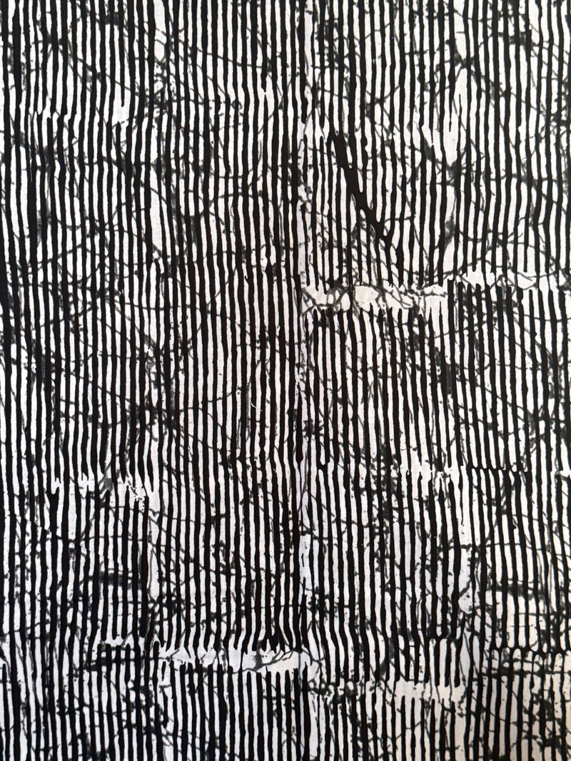 African Print Cotton Fabric, Black White Vertical Stripe, Ankara Sewing Material (Per Yard)