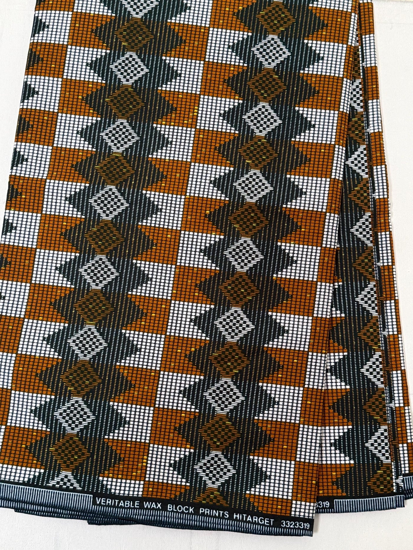 African Kente Print Fabric, Gold Green Diamond Checkerboard Ankara Wax Print, Apparel Sewing Yardage
