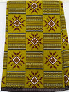 African Print Fabric Yard, Mustard Yellow Burgundy Geometric Cotton, Kente Style Sewing Quilting