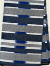 100% Cotton Ankara Fabric, Navy Blue White Royal Blue Dash Stripe, Sewing Apparel Crafts