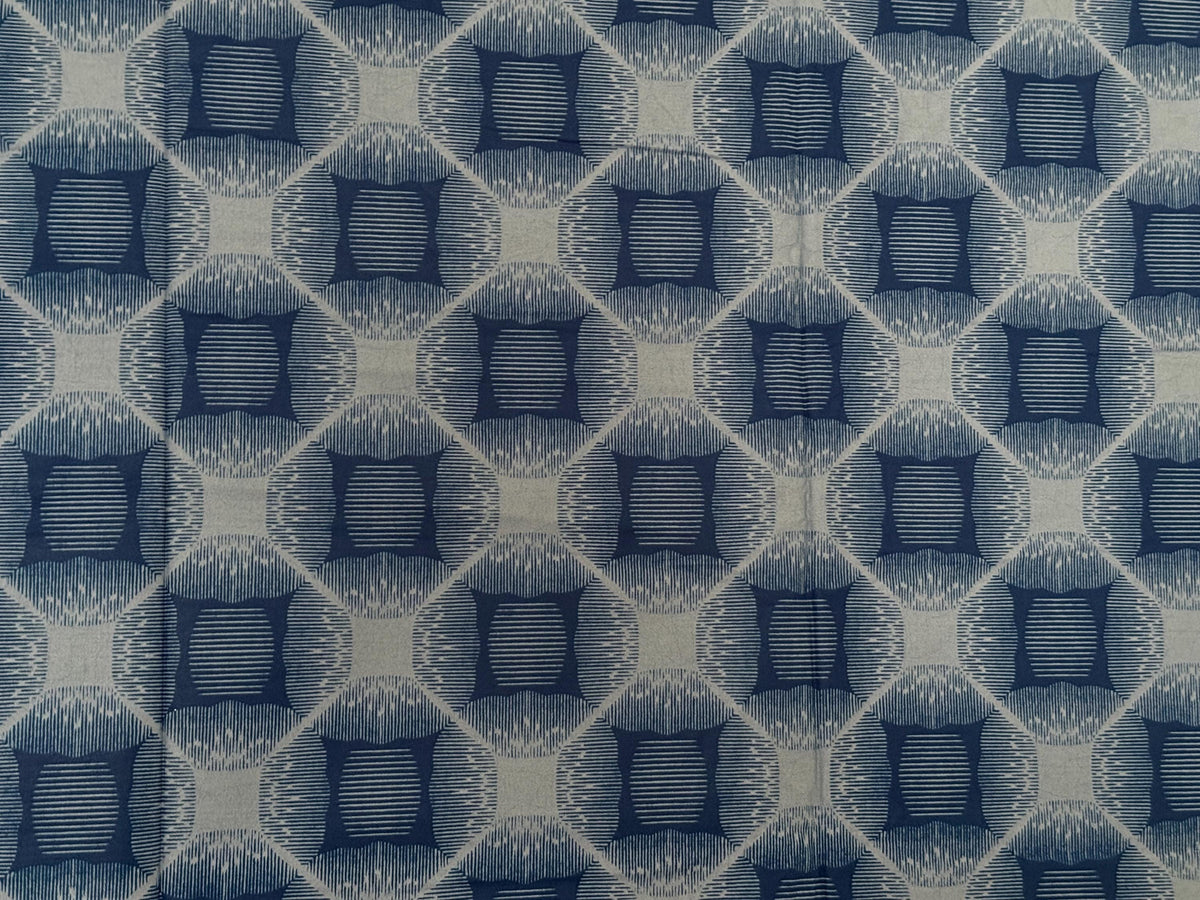 Navy Blue Geometric Cotton Fabric, African Wax Print By Yard