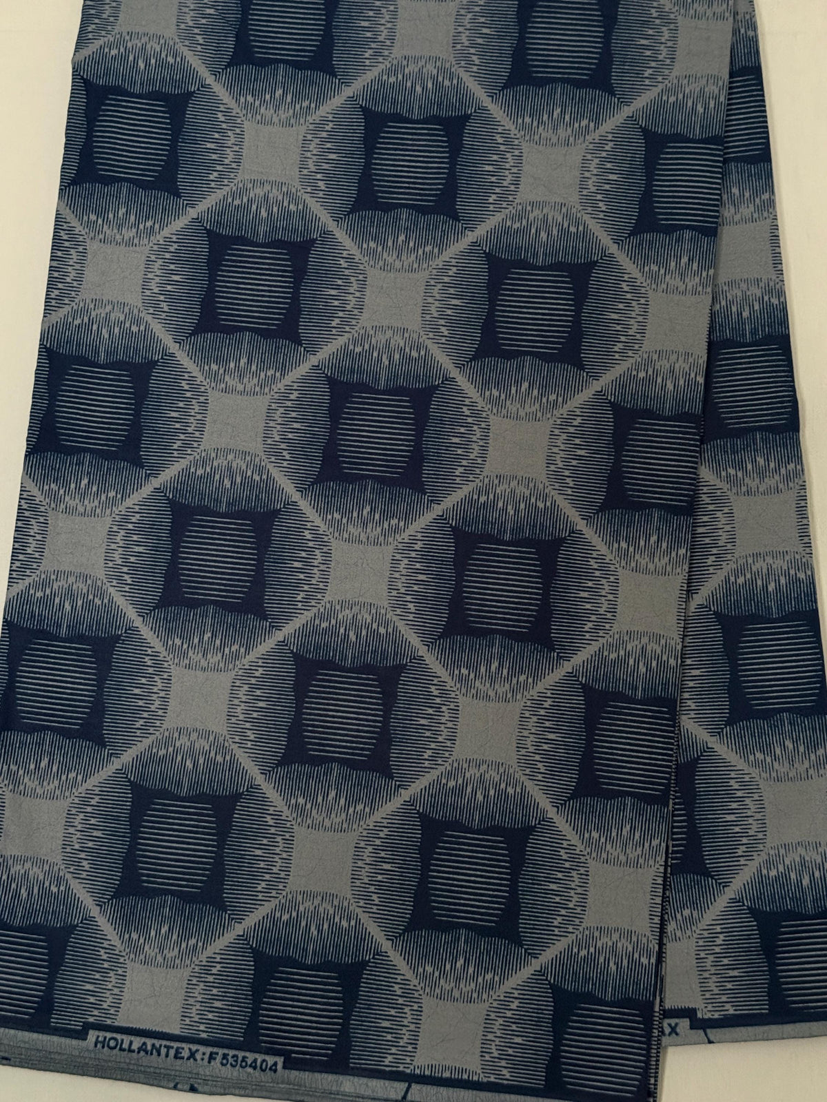 Navy Blue Geometric Cotton Fabric, African Wax Print By Yard