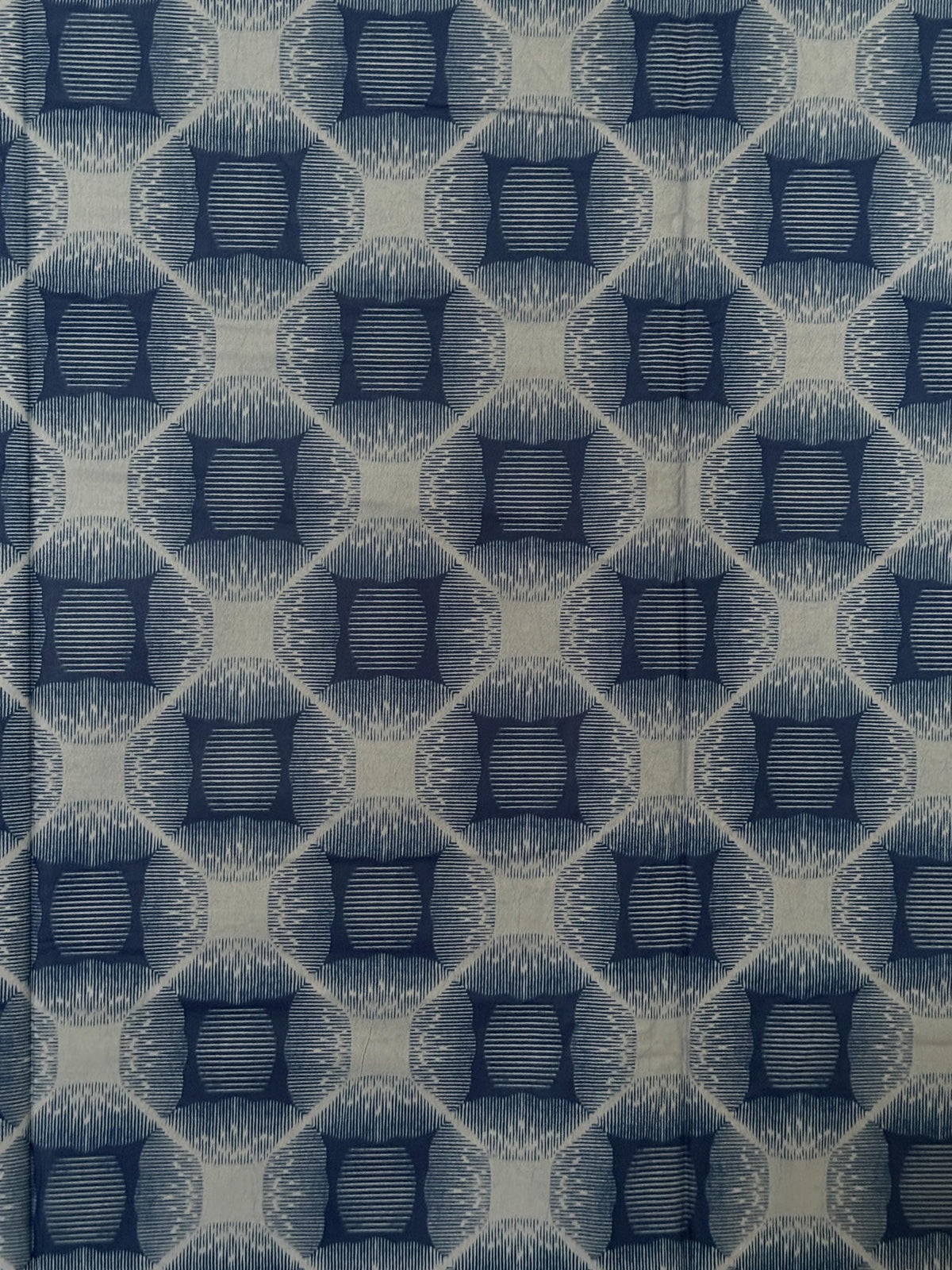 Navy Blue Geometric Cotton Fabric, African Wax Print By Yard