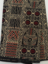 African Tribal Patchwork Fabric, Black Cream Burgundy Ankara Cotton Per Yard
