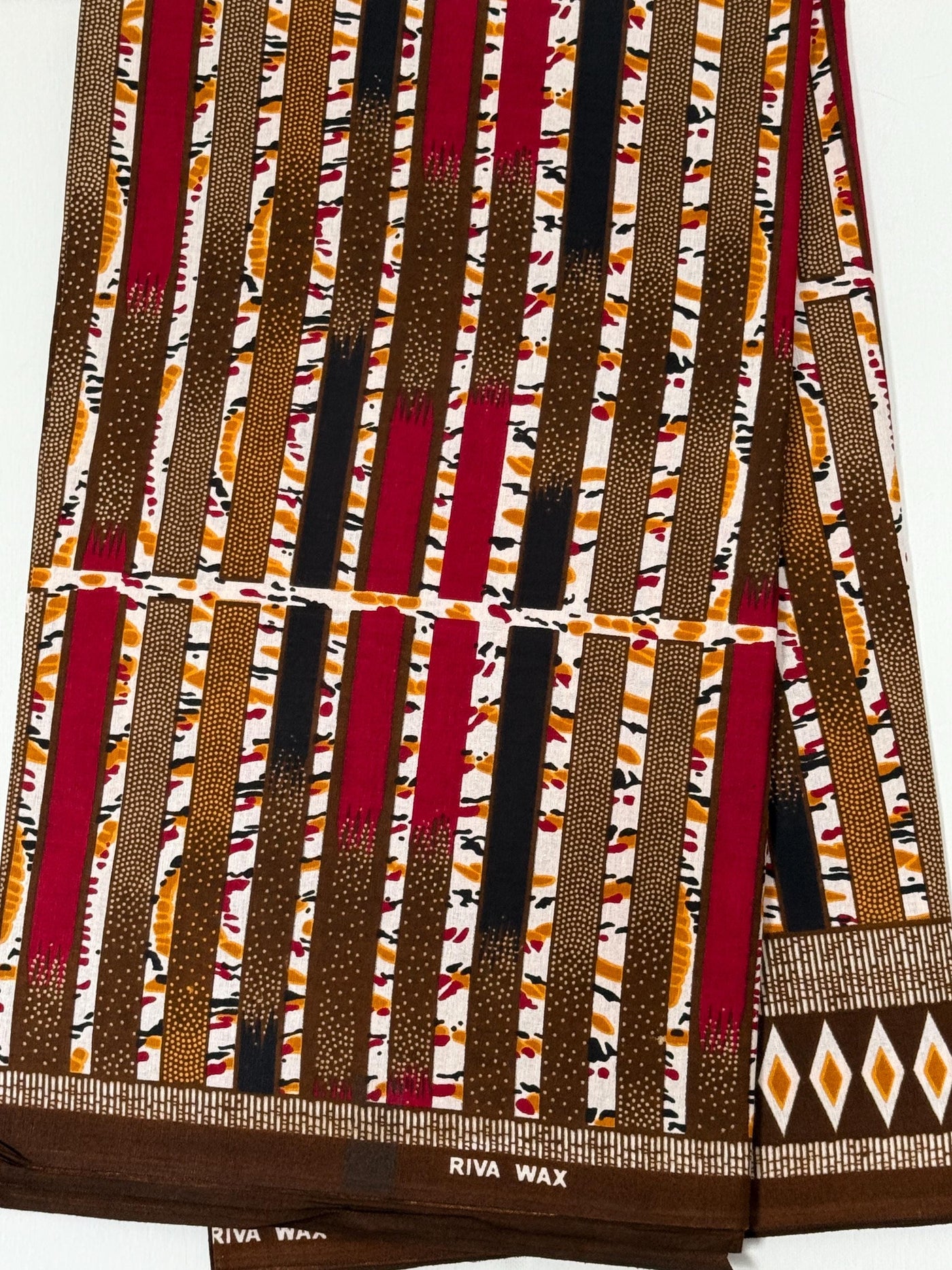 African Print Fabric, Burgundy Brown Mustard Gold Cotton, Textured Stripe Ankara Sewing Quilting