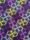Ankara Cotton Fabric Per Yard, Purple Yellow Pink Silver Geometric Print Sewing Fabric