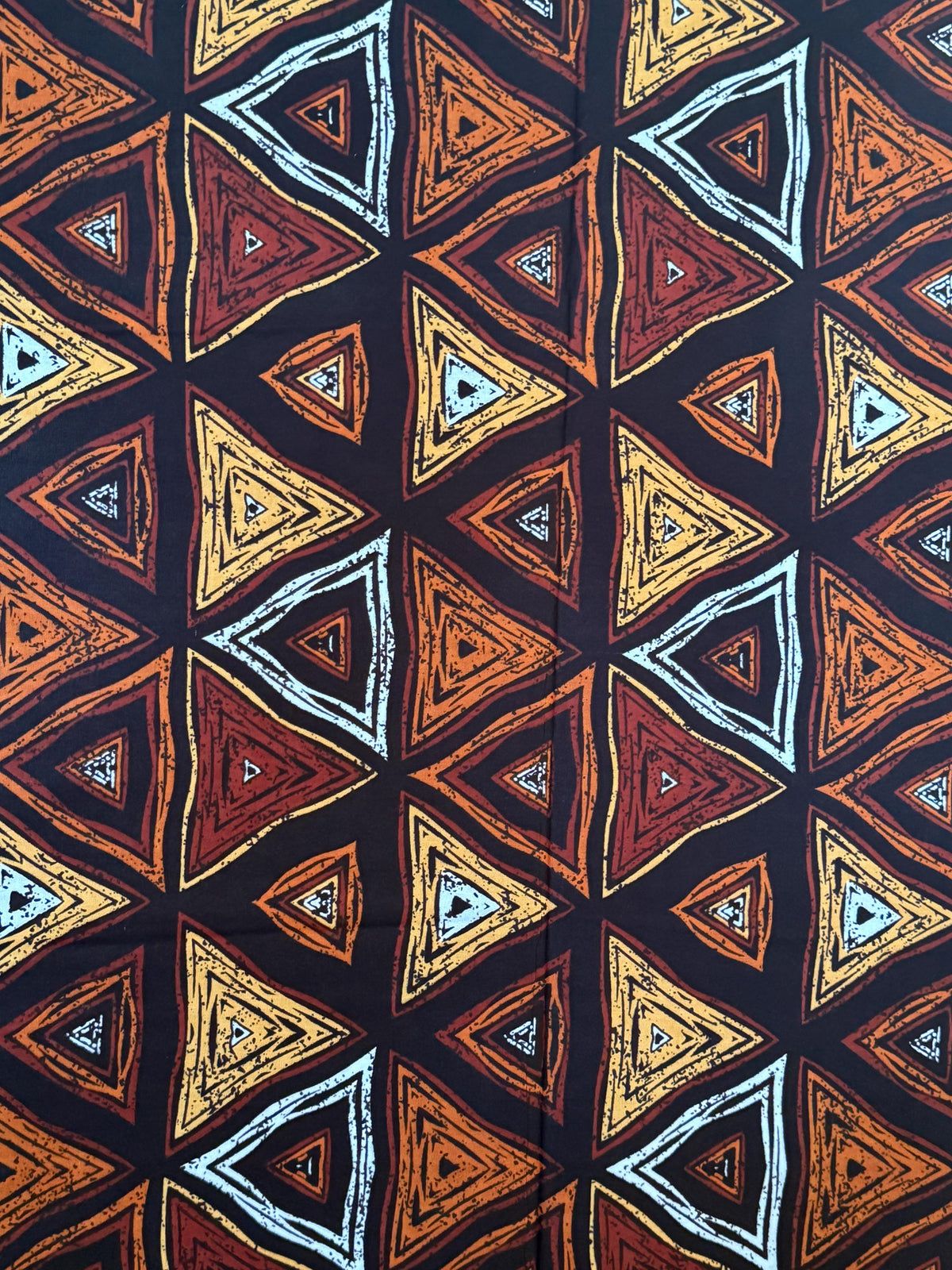 African Print Fabric, Concentric Triangle Ankara Cotton, Tribal Sewing Material Per Yard