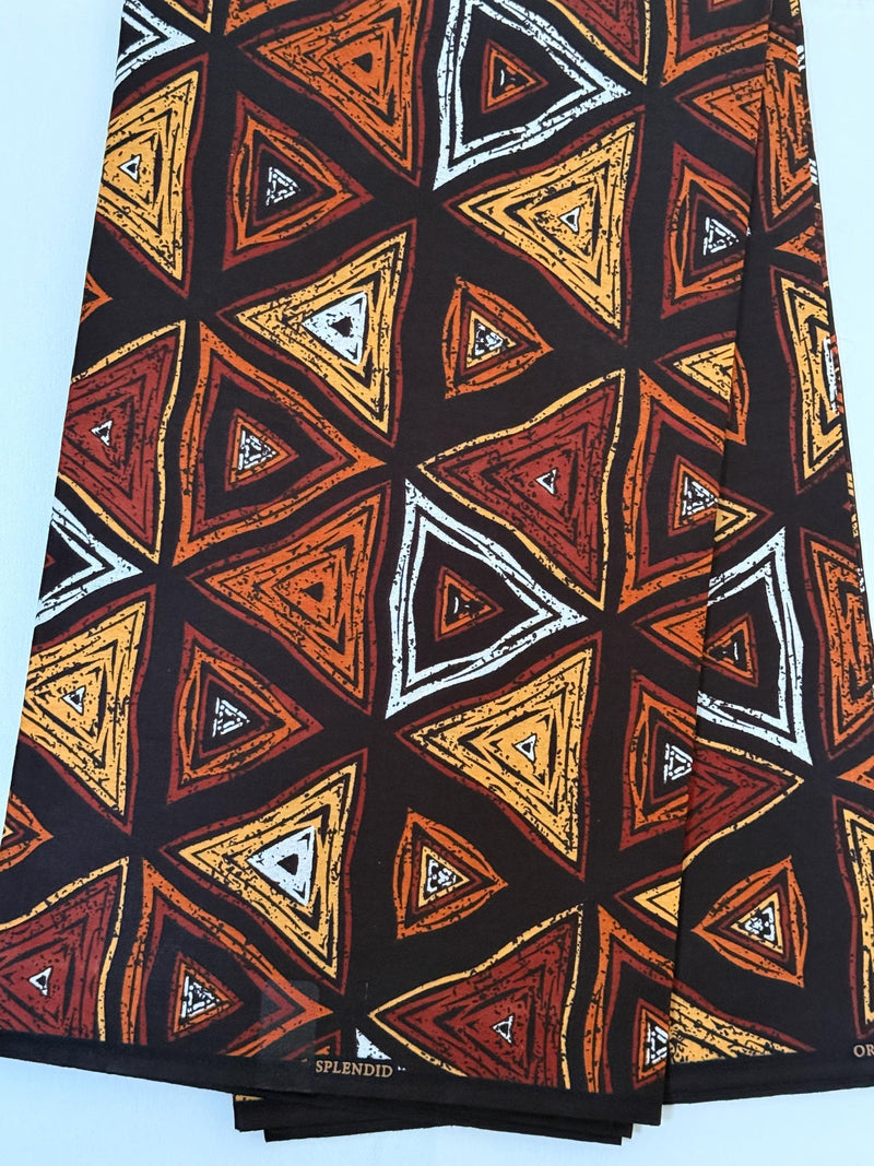 African Print Fabric, Concentric Triangle Ankara Cotton, Tribal Sewing Material Per Yard