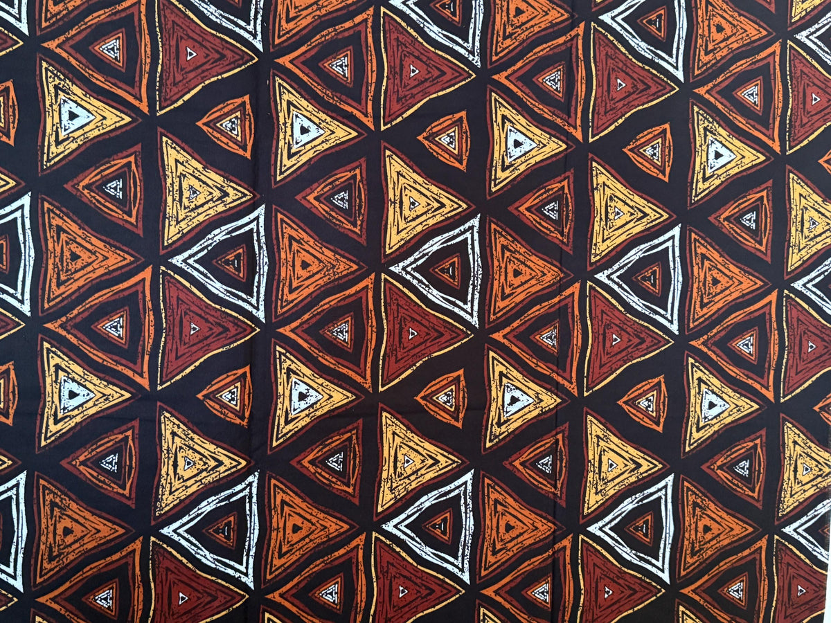 African Print Fabric, Concentric Triangle Ankara Cotton, Tribal Sewing Material Per Yard