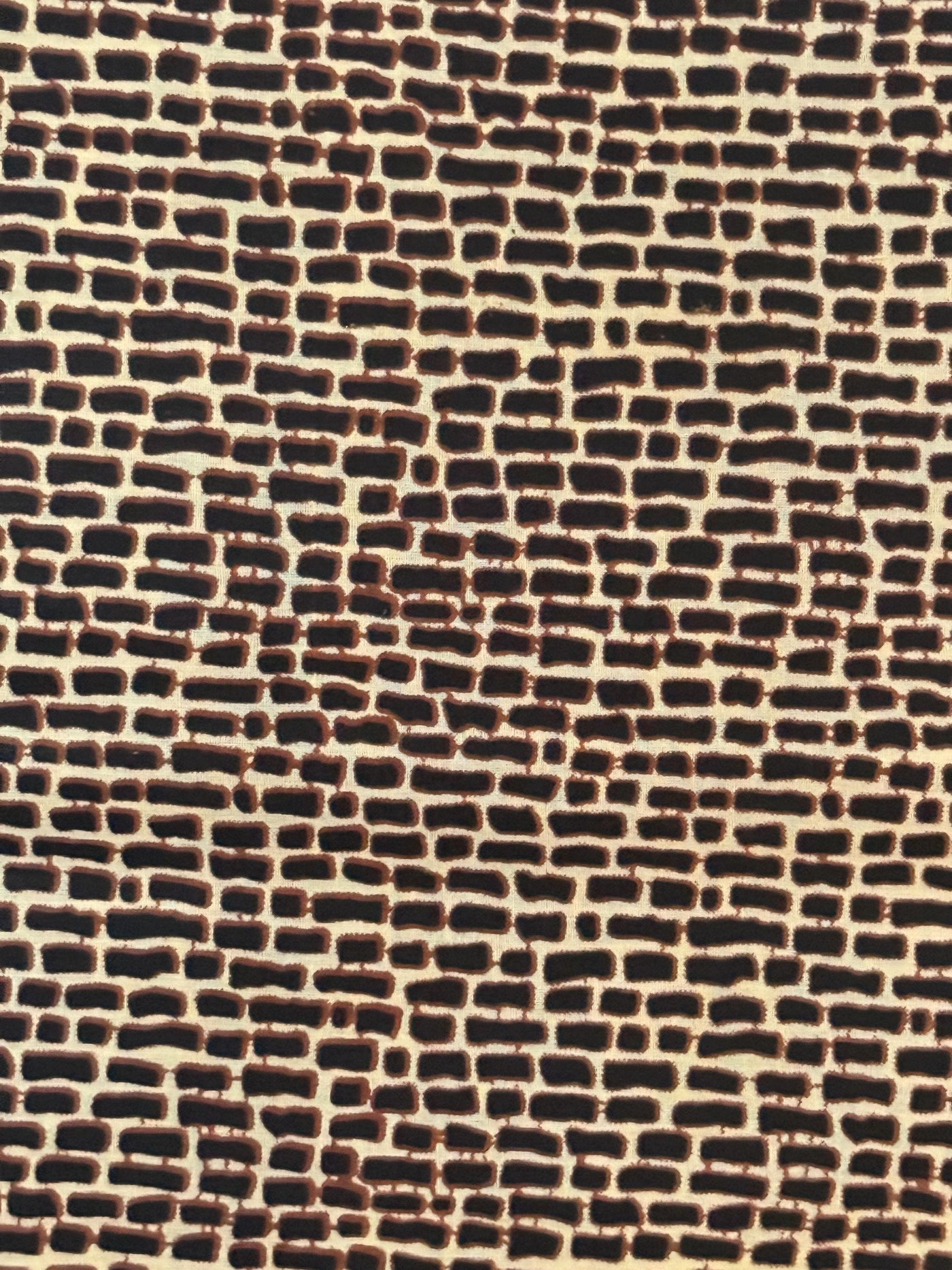 Ankara Cotton Fabric Per Yard, Cream Brown Black Mosaic, Sewing Apparel Home Décor