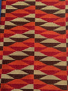African Kente Print Cotton Fabric, Orange Burgundy Triangle Ankara Sewing Apparel (Per Yard)