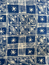 Hand-Dyed Adire Batik Fabric, Navy Blue Celestial Cotton Per Yard