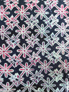Hand-Dyed Adire Batik Fabric, Nigerian Funtua Cotton, Snowflake Star Flower Print