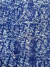 Hand-Dyed Adire Batik Fabric, Nigerian Cotton, Navy Blue Floral Print, Per Yard Sewing Material