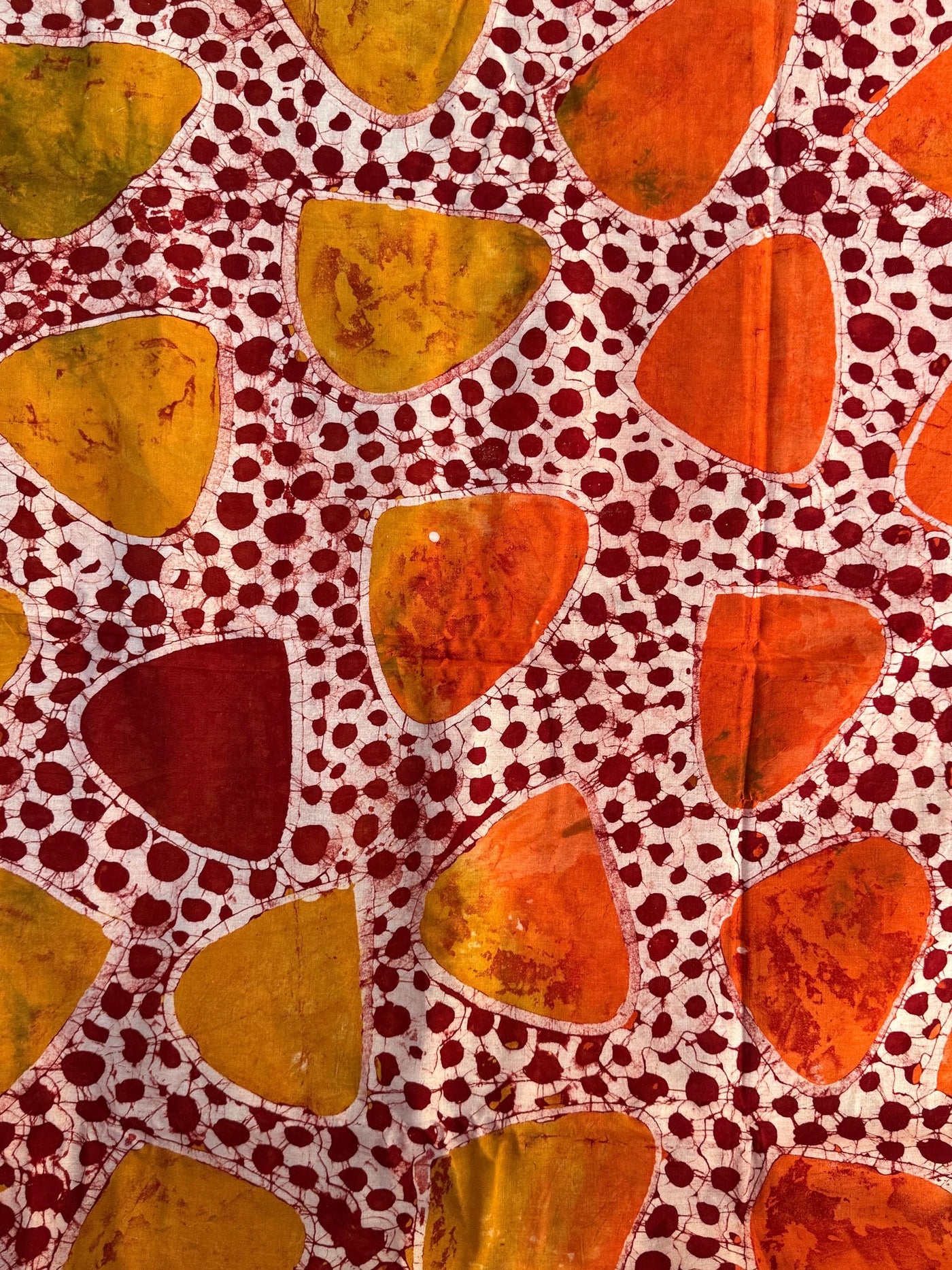 Handmade Adire Batik Fabric, Burnt Orange White Osupa Cotton, African Sewing Textile Per Yard