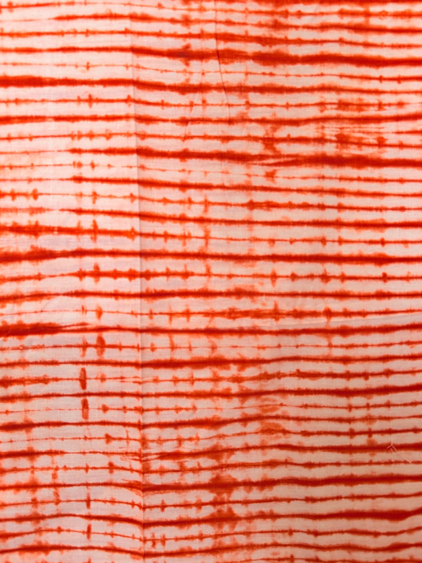 Hand-Dyed Adire Batik Fabric, Burnt Orange Shibori Stripe Funtua Cotton Per Yard