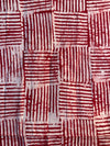 Hand-Dyed Adire Batik Fabric, Red White Basket Weave Cotton, Nigerian Artisan Sewing Material