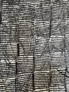 Handmade Adire Batik Fabric, Black White Stripe Cotton, Nigerian Wax-Resist Sewing Cloth