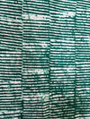 Handmade Adire Batik Fabric, Teal Green White Stripe Cotton, African Wax-Resist Dye Per Yard