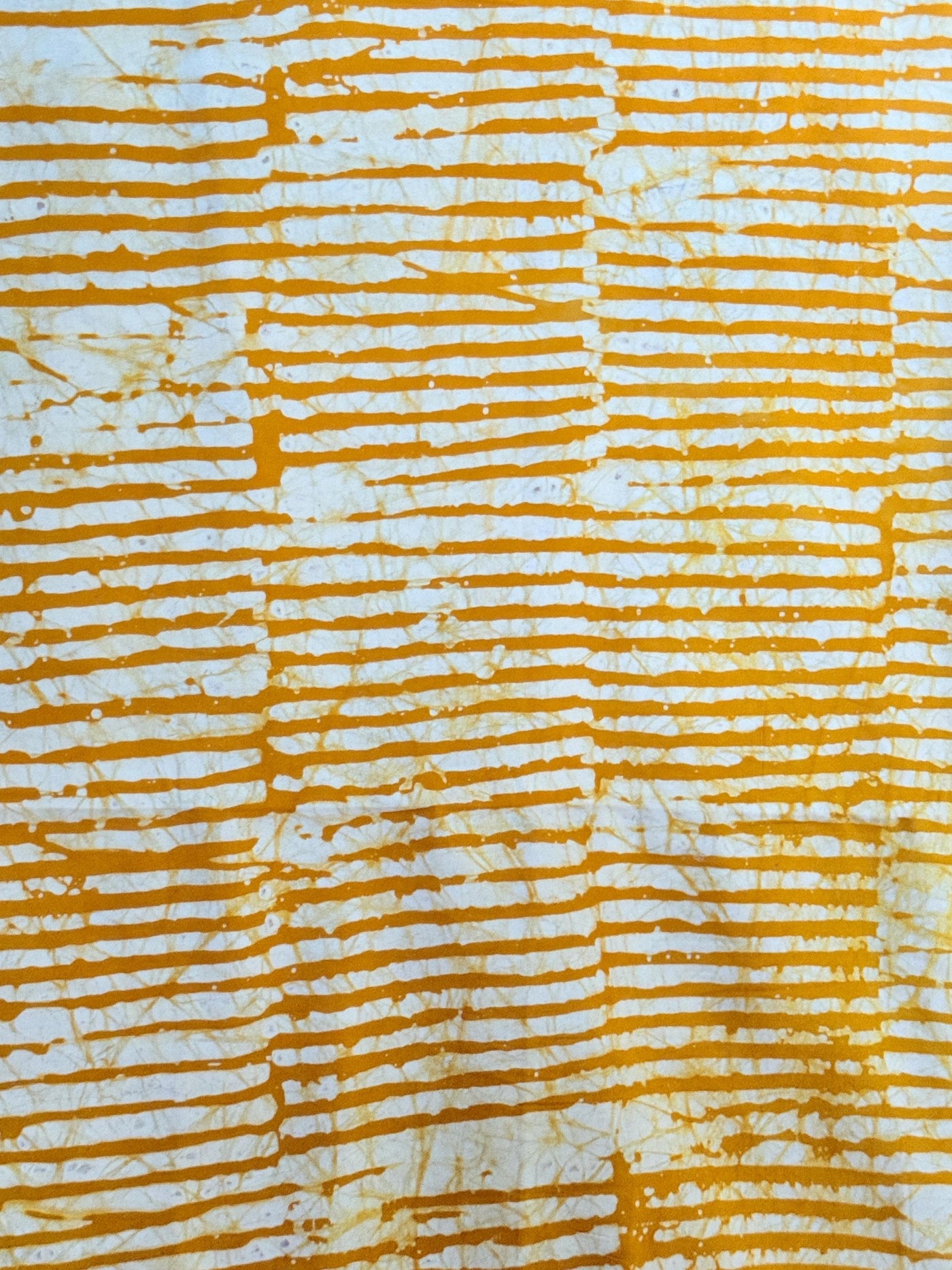 Hand-Dyed Adire Batik Fabric, Mustard Yellow White Stripes, 100% Cotton Per Yard