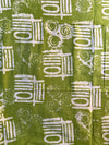 Hand-Dyed Adire Batik Cotton Fabric, Olive Green Tribal Spiral Pattern Per Yard