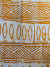 Hand-Dyed Adire Batik Cotton Fabric, Golden Amber Tribal Diamond Pattern Per Yard