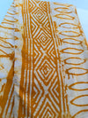 Hand-Dyed Adire Batik Cotton Fabric, Golden Amber Tribal Diamond Pattern Per Yard