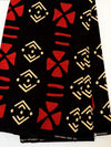 Black Red African Cotton Fabric, Geometric Ankara Wax Print Textile by Yard