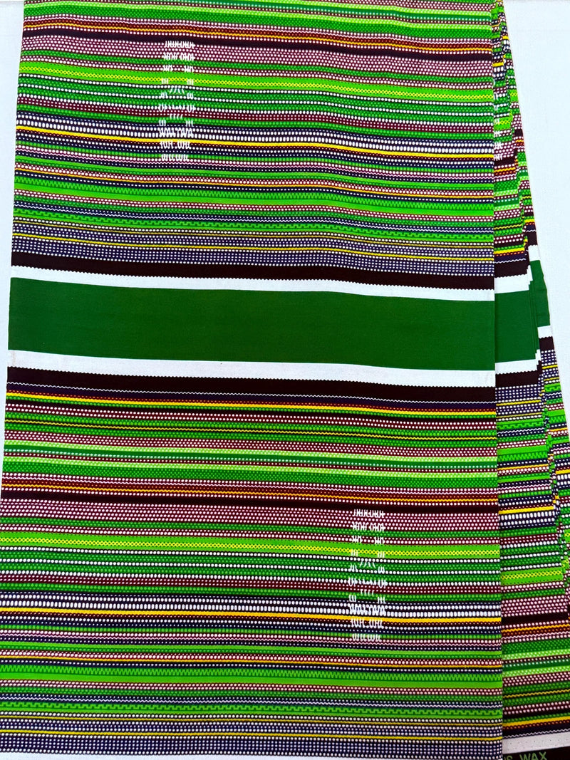 African Wax Print Fabric by Yard | Multicolor Stripe Ankara Sewing Material