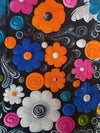 African Wax Print Fabric | Black Floral Ankara Cotton for Sewing Yard