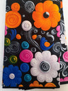 African Wax Print Fabric | Black Floral Ankara Cotton for Sewing Yard