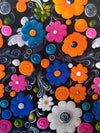 African Wax Print Fabric | Black Floral Ankara Cotton for Sewing Yard