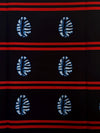 African Print Cotton Fabric, Black Red Blue Oval Leaf Motif, Ankara Sewing Yardage