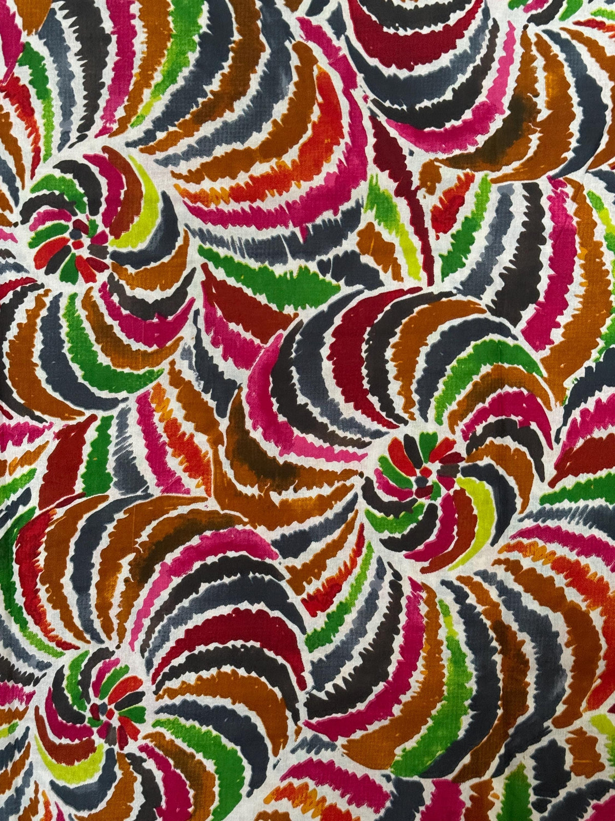 Multicolor Swirl Print Cotton Fabric by Yard, Boho Pinwheel Sewing Material