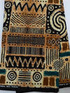 Mud Cloth Print Fabric, Tan Black Teal Cotton, Tribal Patchwork Sewing Quilting