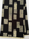 African Wax Print Fabric, Black Cream Geometric Cotton, Modern Ankara Sewing Yard