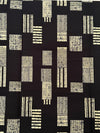 African Wax Print Fabric, Black Cream Geometric Cotton, Modern Ankara Sewing Yard