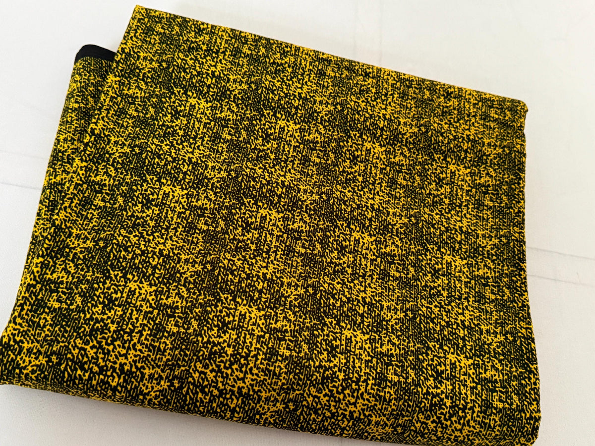 Yellow Black Geometric Ankara Cotton Fabric Per Yard, African Wax Print Sewing Material