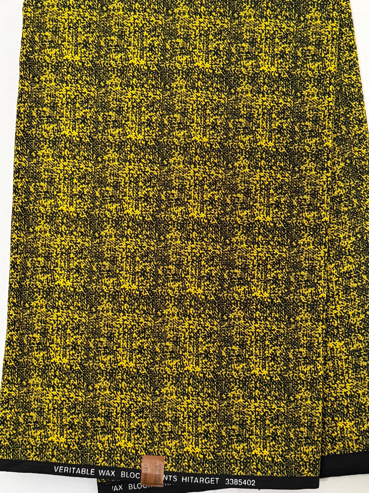 Yellow Black Geometric Ankara Cotton Fabric Per Yard, African Wax Print Sewing Material
